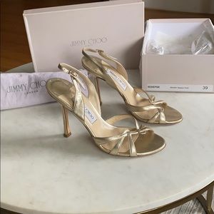 Jimmy Choo Gold Slingback Sandal Heels, size 39